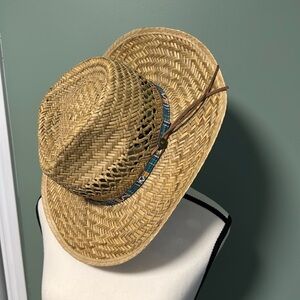Men's Woven Straw Hat with Blue Band
